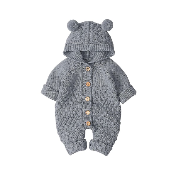 Baby neulepuserot Vastasyntyneet Tytöt Pojat Onesies Lämmin villapaita Haalari asut 1kpl, harmaa) - Perfet