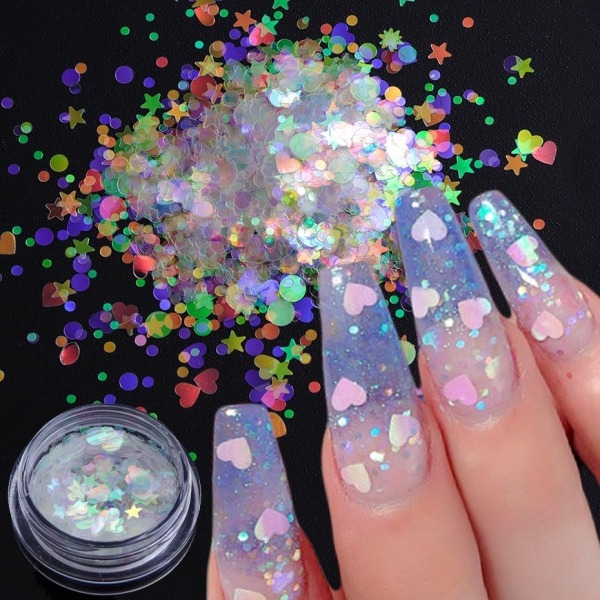 Nail Art Chip Glitter Butterfly Star Circle Heart Chip 1591 AB10 - Perfet 1591 AB03