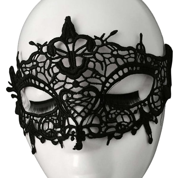 Venetian Eye Mask in Lace - Lace Mask Ball Masquerade Halloween svart - Perfet black