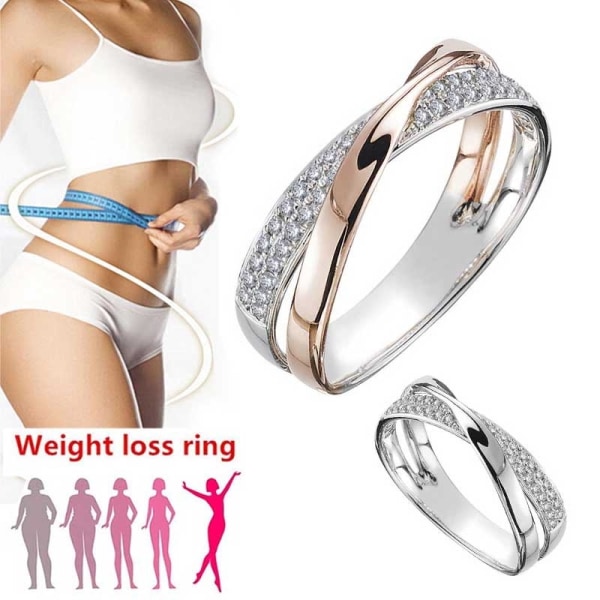 Vægttab Crystal Rhinestone Ring Slankende Healthcare Ring Gold 5