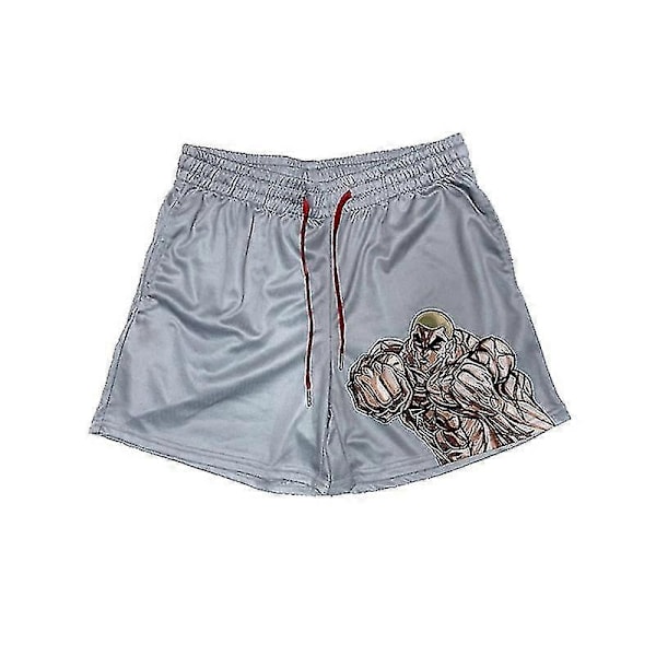 Japanske Anime Shorts Baki Haman Trykte Menners Street Beach Shorts Avslappede Løse Menners Elastiske Midje Svarte Shorts - Perfekt sliver1 5XL