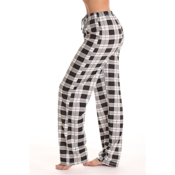 Naisten pyjamahousut taskuilla, pehmeät flanelliruudulliset pyjamahousut naisille CNR black M