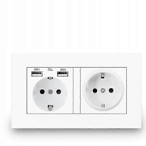 Dobbel Stikkontakt med 4x USB 5V Utgang - Perfekt