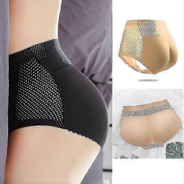 Polstret undertøy for kvinner, sømløs rumpeforsterker hofteforsterker truser, hoftepute shapewear-Perfekt Beige mid-waist L