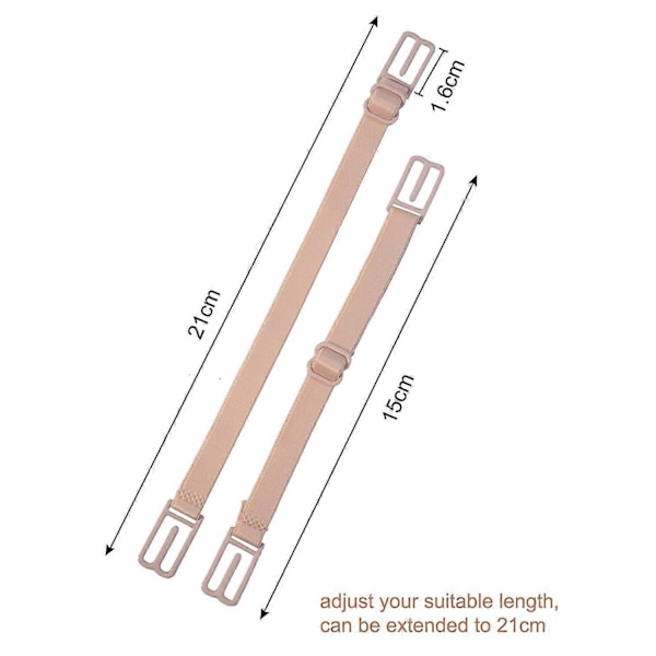 Pakke med 6 BH-stropclips, Elastisk Anti-Slip Stroppeholder, Sort, Beige, Hvid-Perfet