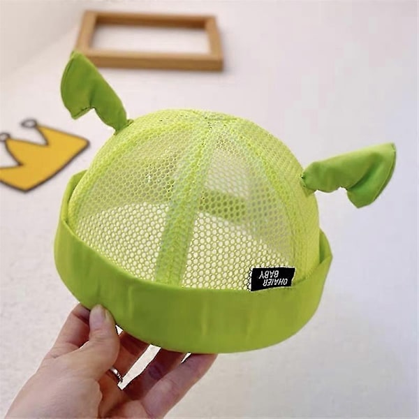 Unisex Shrek-hatt för barn, flickor, pojkar, Halloween-hatt, bomulls-bucket-hatt, grön festlig rolig dödskalle-hatt, bucket-hatt - perfekt D(45-48cm)