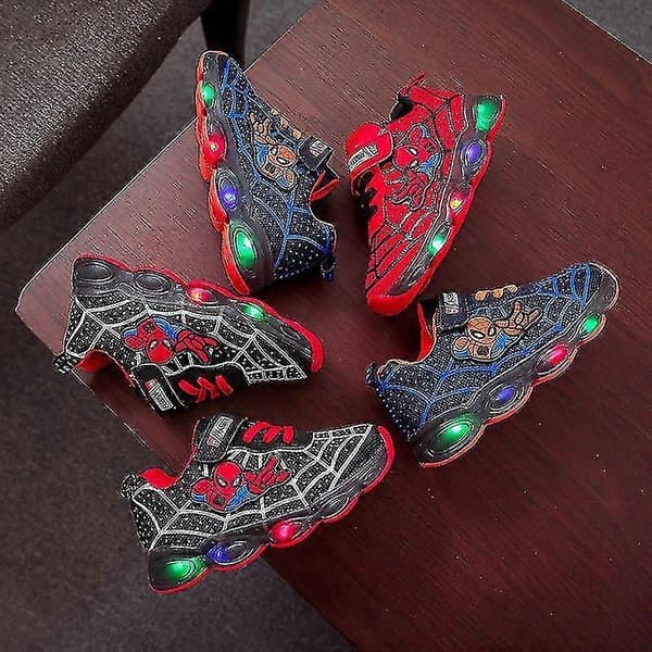 Barnesko Sportssko Spiderman Lysende Sneakers Barn Led Lysende Sko for Gutter-Perfet Red 31