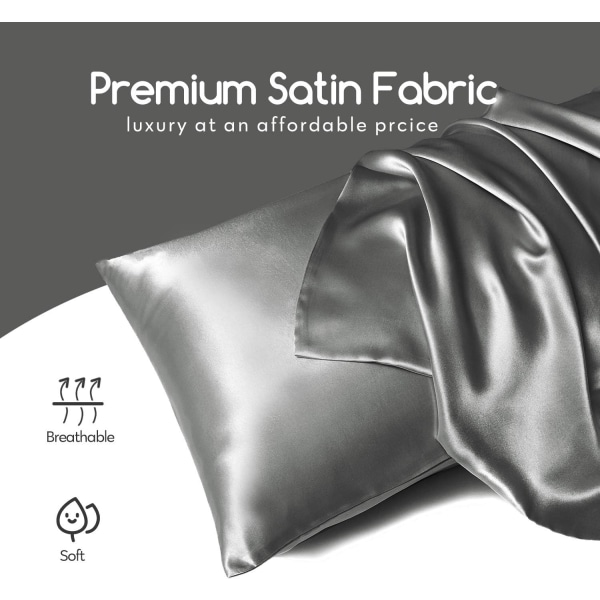 Silk Satin Örngott 2-pack (utan fyllmedel) - Perfet Dark Grey 50X75cm