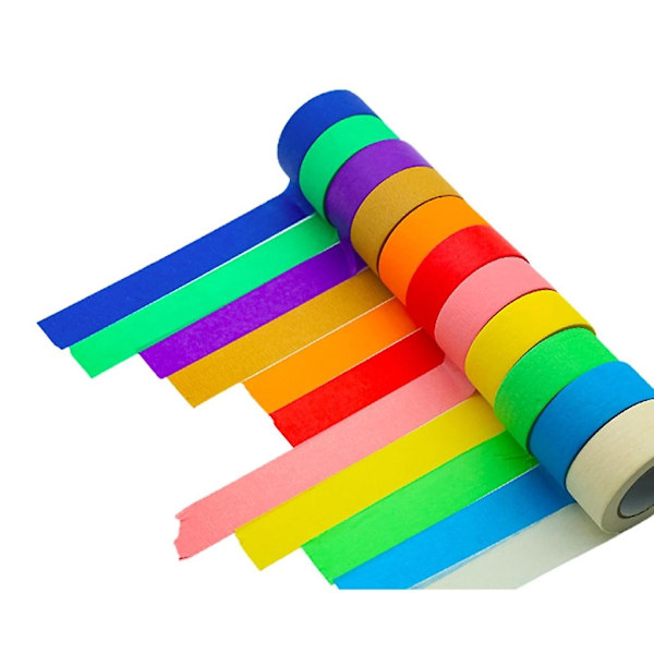 Färgad maskeringstejp Multipack Färgglad hantverkstejp Vibrant Rainbow Tape-Perfet 15MM by 13M 12 rolls of color