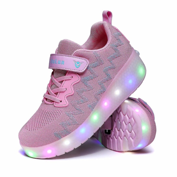 Luistimet Vapaa-ajan urheilukengät Lasten kaksipyöräiset LED-vilkkuvalo Automaattiset näkymätön rullaluistimet - Perfet pink 33