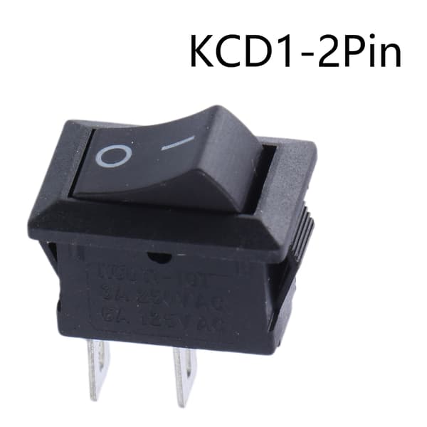 Svart og hvit rektangulær vippebryter, bil- og maritim bruk, KCD1-2 pin, 250V 3A, helt ny
