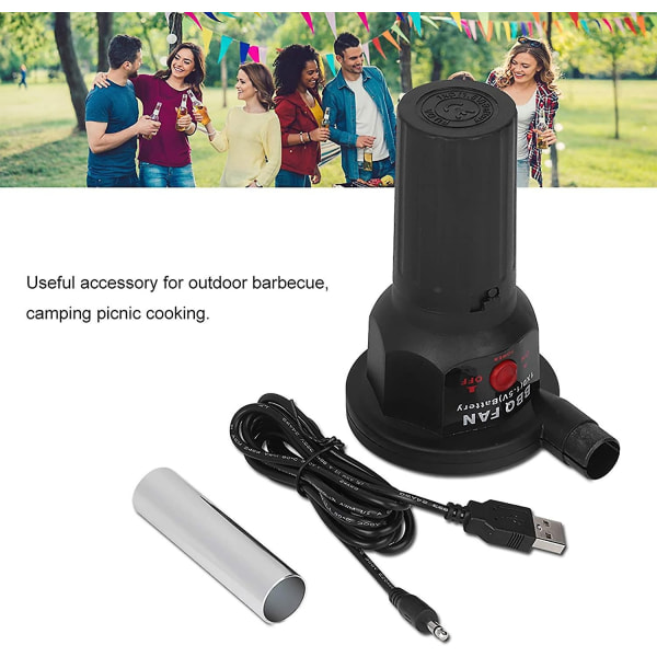 bärbar Grillfläkt med USB kabel, bärbart elektriskt grillbälgverktyg för matlagning utomhus, picknick, camping - Perfet