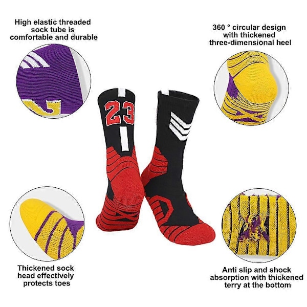 Basketballstrømper, 3-pak polstrede sportsstrømper Crew Socks til mænd og kvinder - Perfekt style3723