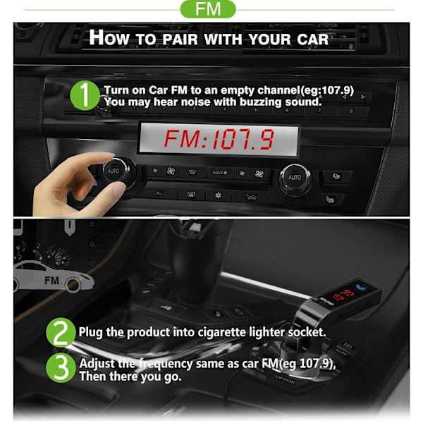 Bluetooth Car FM Transmitter Modulator MP3 USB Guld - Perfet gold one size