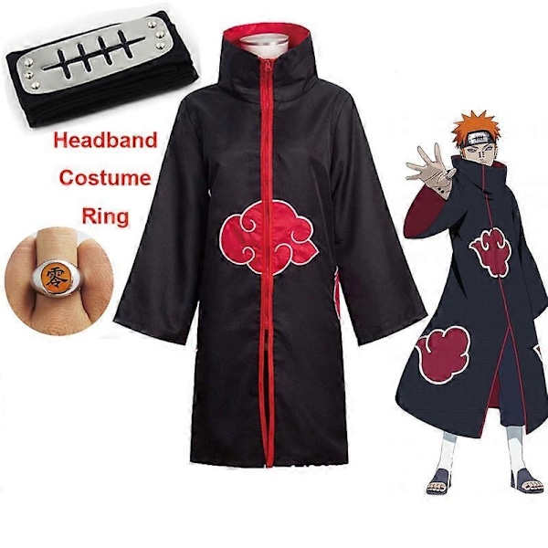 Harajuku Cosplay Uchiha Itachi Cosplay Kostym Huvudband Halsband Ring Kunai Deida Rafei Halloween Kostym Pojkar och Flickor Pain Cape - Perfekt Uchiha Itachi L