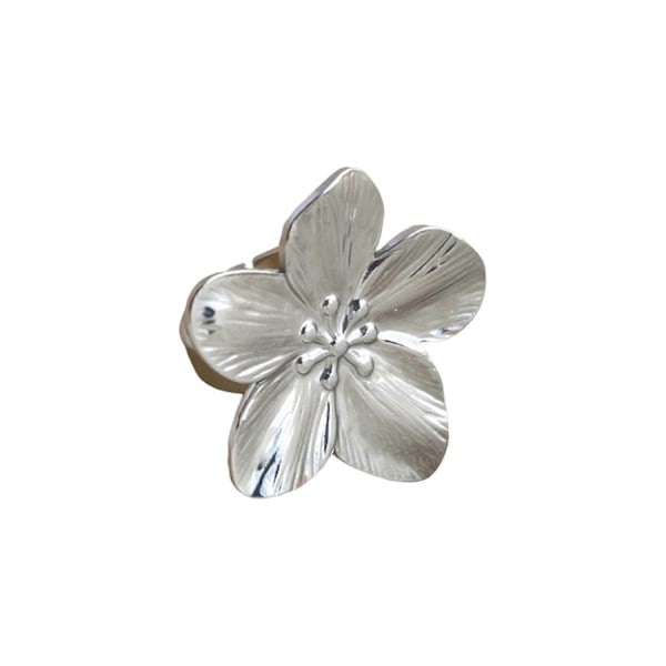 Öppen Ring i Blomform Justerbar Polerad Metall Enfärgad Slät Överdriven Stil Kronblad Kvinnor Bal perfekt Silver
