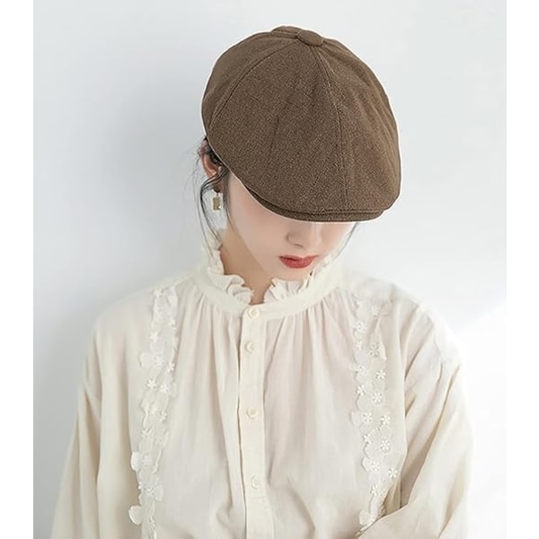 Flat caps for menn, vintage Basker Cotton Cap for kvinner, Irish Peaky Newsboy-hatter, justerbar flat cap (kaffefarge) - Perfet