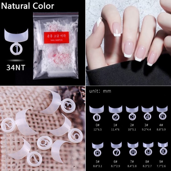 500st Tå False Nail Tips Cover French Fake Nails Art - Perfet Natural Color