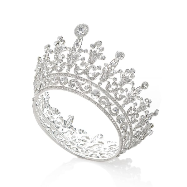 Täysi pyöreä Crystal Queen Crown tekojalokivi morsiamen tiara näytelmä juhlat häät hiukset korut