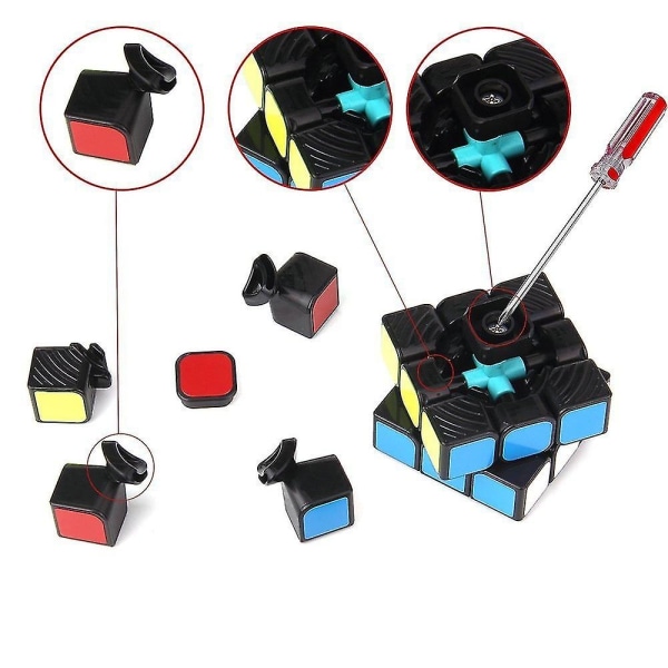3 kpl Speed ​​Cube Set, All Black Base Puzzle Magic Cube Set with 2x2x2 3x3x3 Pyramid Smooth Puzzle Cube -- - Perfet