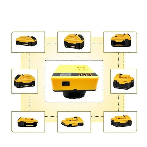 DC 18V til 220V Inverter Adapter Strøm Kompatibel med Dewalt 18V 20V Batteri-Perfekt
