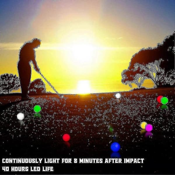 6 stk. LED Glow Golfballer, Blinkende Lysende Golfball, Nattglød-Perfekt