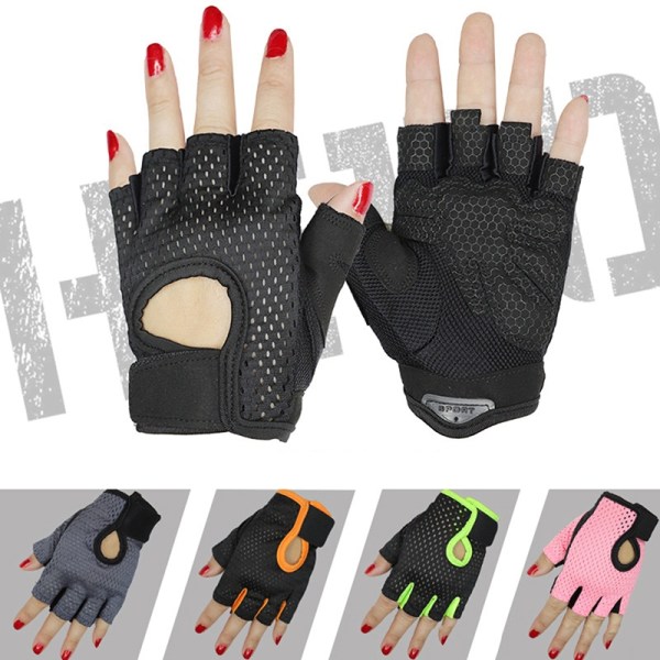 Cykling Fingerless Handskar Gym Andas Anti-Slip Handskar - Perfet Black M