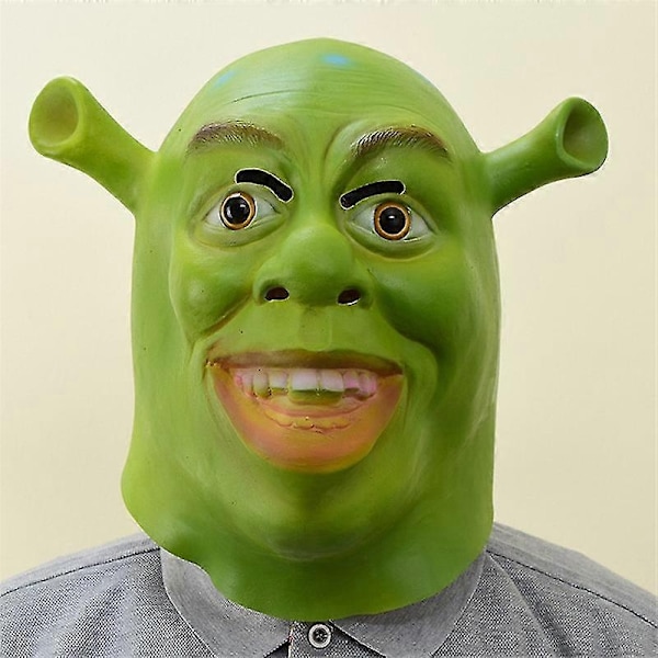 Shrek Mask Kostym Mask Halloween Cosplay Hel Huvud Grön Vuxen Shrek Mask Latex-Perfekt