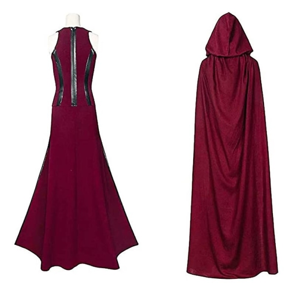 P-jsmen Kvinna Wanda Maximoff Cosplay Dräkt Scarlet Witch Huvudbonader Kappa Och Byxor Full Set Outfit Halloween Accessoarer - Perfet M Wanda