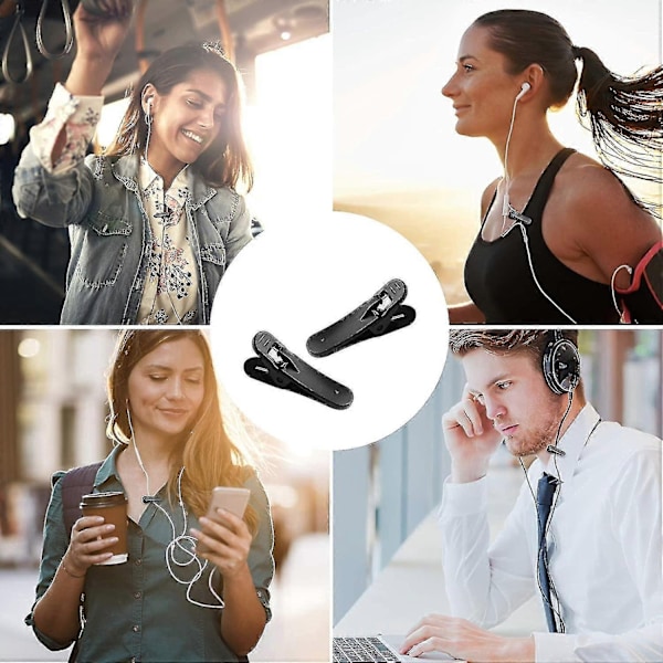 Hovedetelefonledning Klipsholder til Klipning af Hovedetelefon/Mikrofonledninger til Tøj for at Sikre Hovedetelefon/Mikrofonledninger Sort 6 Stykker - Perfet