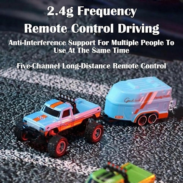 Mini RC Monster Truck USBC Ladbar Chassis med Tilhenger, 1:64 Skala Legering Perfekt Gun type remote control