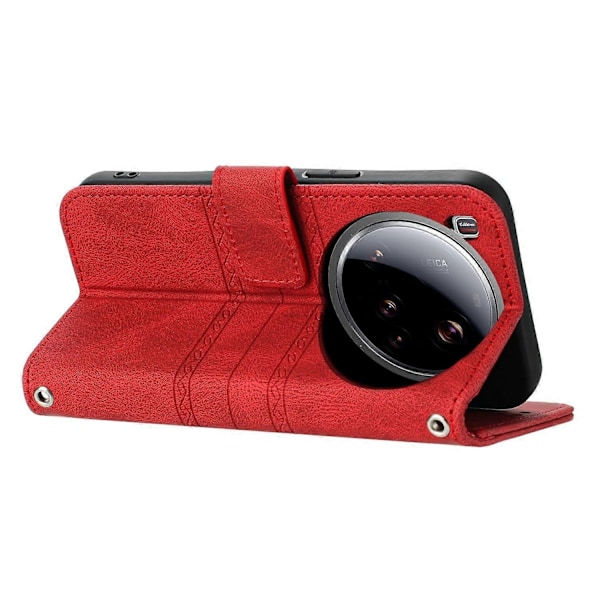 Yhteensopiva Xiaomi 15 Ultra Kotelon kanssa Lompakko Ihoa koskettava Nahka Painettu Puhelinkotelo - Punainen-Perfet Red