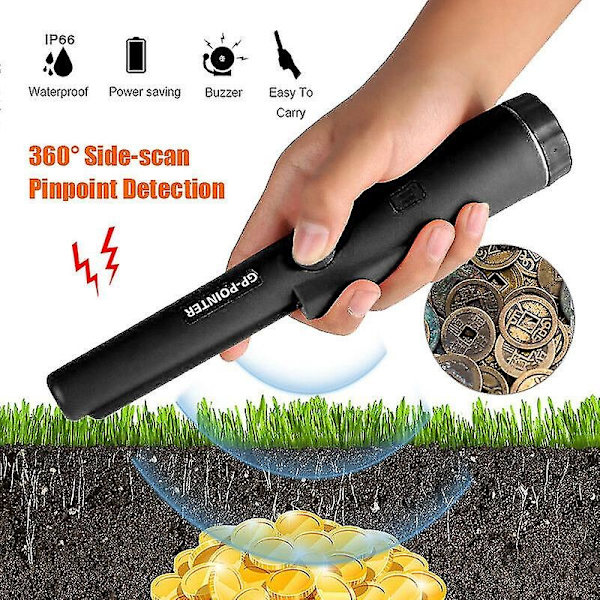 Håndholdt metaldetektor 360 sidedetektion med LED Precision Scanner