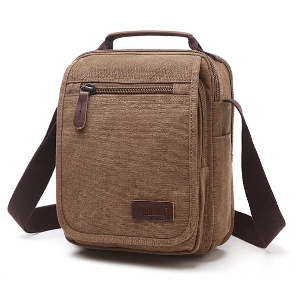 Lærreds skuldertaske til mænd Herre skuldertaske Casual mænds taske- Perfet Brown