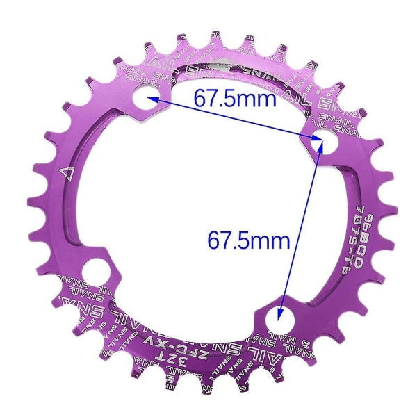 Sneglekjedering 96bcd Rund for Alivio 30 32t 34t 36t 38t Tooth Single Sprocket Mtb terrengsykkel 96 Bcd M4000 M4050 black 38T