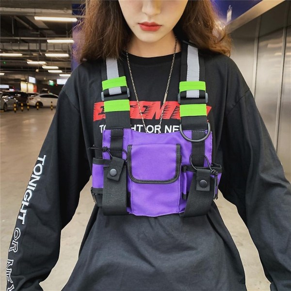 Miehet Naiset Muoti Rintalaukku Matka Heijastinliivi Hip Hop Streetwear Valjaat Rintalaukku Pakkaus Edessä Vyötärölaukku Reppu - Perfet Black Color