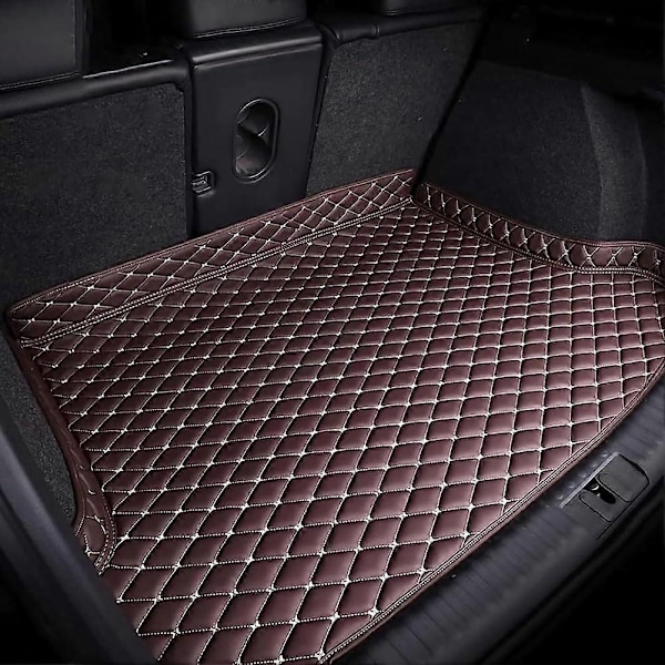 Passer Kompatibel med BeautifulCar Skinn Bagasjeromsmatte Kompatibel med X6 2020-, Sklisikker Skreddersydd Beskyttelsesmatte for Bakre Bagasjerom - Perfekt High Edge Coffee