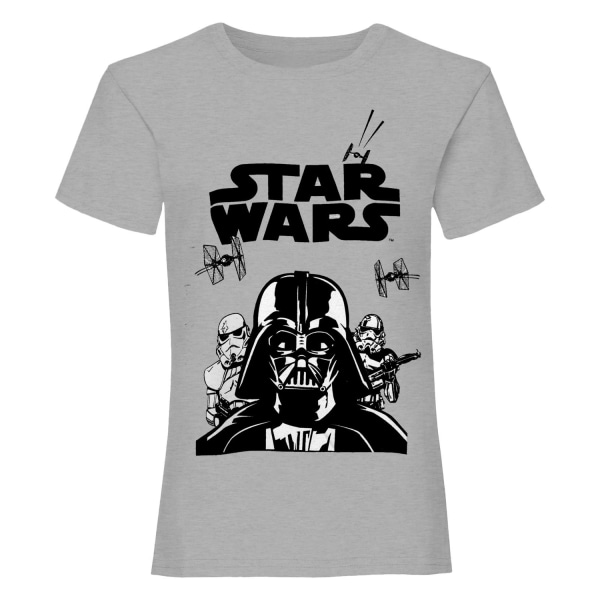 Star Wars Girls Darth Vader Stormtrooper T-shirt 5-6 år Heat - Perfet Heather Grey 5-6 Years