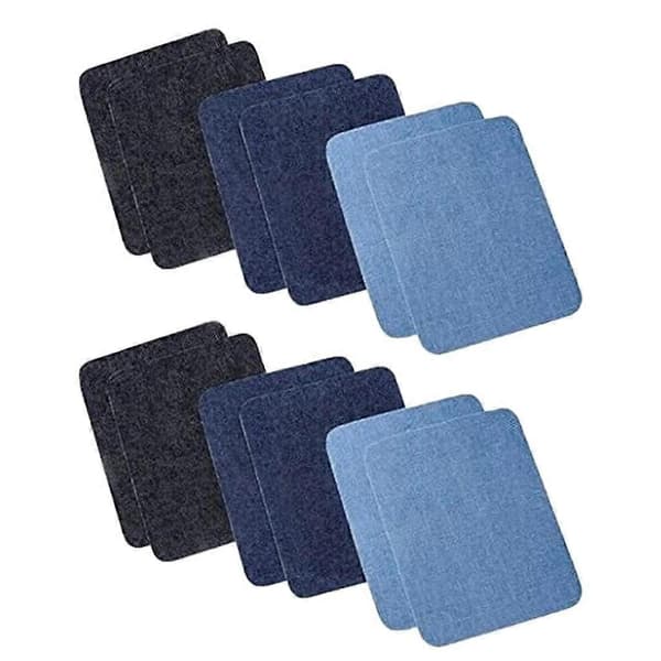 12 stk. Denim Stoff Lappesett DIY Klesplagg Tilbehør - Perfekt