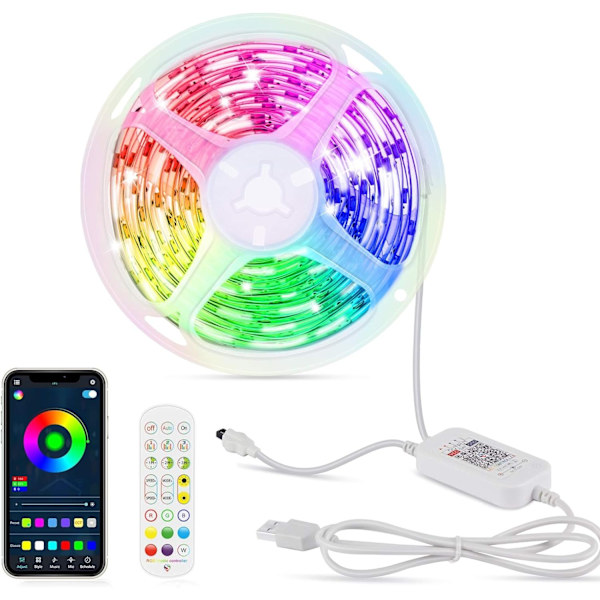 5M 5050 RGB LED Strip, Lys Strip Styres via fjernkontroll - Perfet