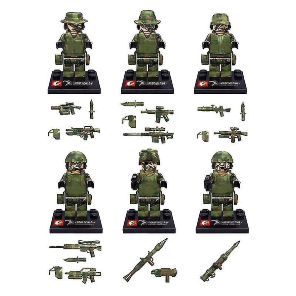 6 stk Falcon Commando Minifigure Militær monteringsleke - Perfet
