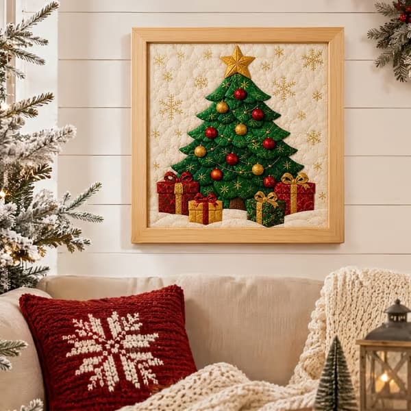 Kinusaiga Stofkunst-sæt | DIY 3D Jule-stofkunst-sæt til voksne Christmas Tree
