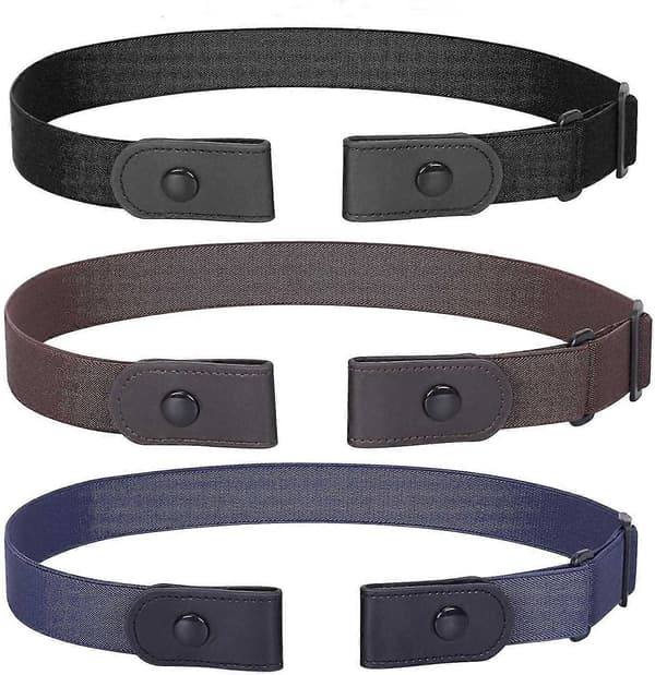 3-pack / 4-pack osynligt stretchbälte utan spänne, elastiskt bälte utan spänne för kvinnor och män - Perfekt
