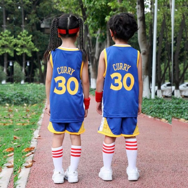 Basketballtrøje til børn Warriors nr. 30 blå - Perfet U30 3xs