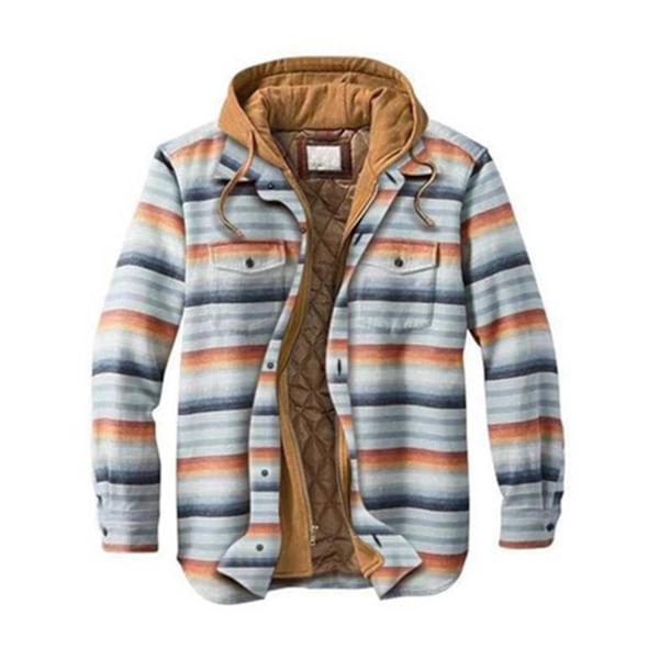 Mænds Varme Quiltet Foret Bomuldsjakker med Hætte Knapper Ned Lynlås Langærmet Ternet Jakker-Perfet Color 26 XL