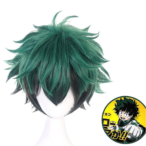 My Hero Academia Izuku Midoriya Cosplay Peruker Grön Svart Kort Peruk Med Bangs Syntethår ​​Peruker - Perfet
