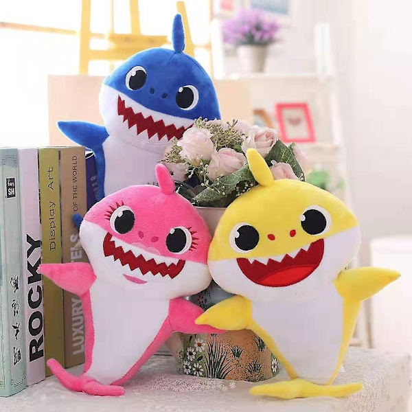 10 In Children's Plysch Baby Shark Toy Plysch Shark Toy Bästa presenten för pojkar och flickor (rosa, gul, blå) - Perfet