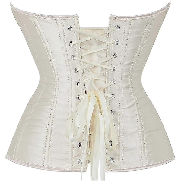 Kvinners Bustier Korsett Topp Sexy Lingerisett Svart Satin Midje Cincher-Perfet White 6x-large