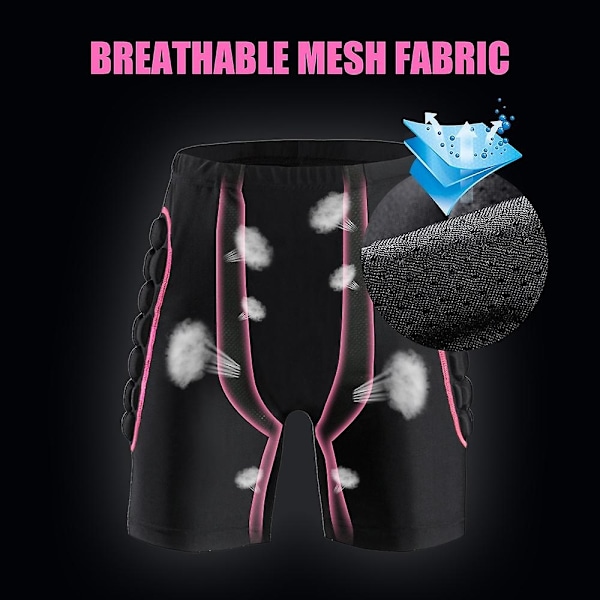 Damshorts med höft skydd, höft skydd shorts pads för snowboardåkning S-Perfet Pink L