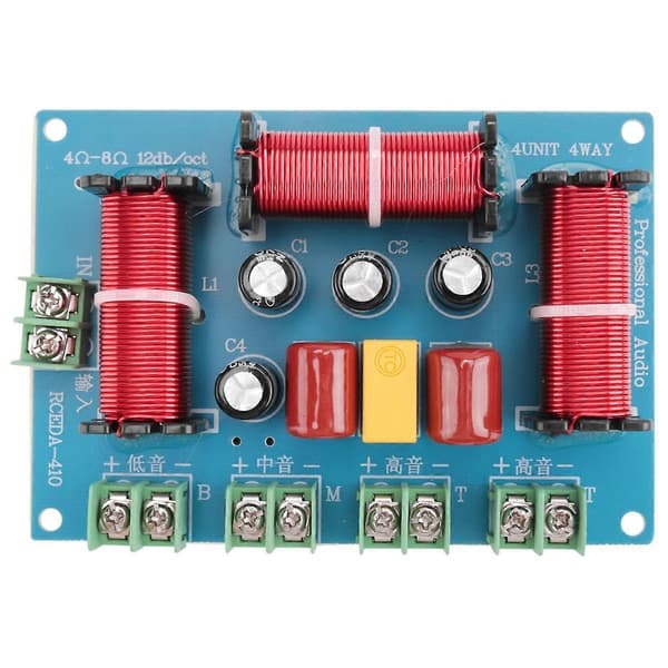 200W Højttaler Delefilter Dobbelt Diskant+Mellemtone+Bas 4-vejs Divider-Perfet